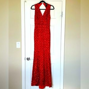 Red Sequin Evening Gown
